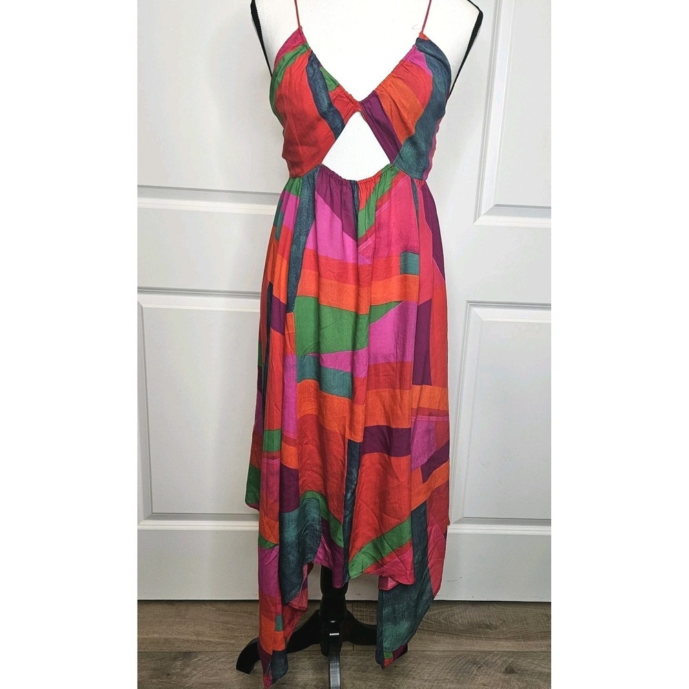 Anthropologie Alani Maxi Cover Up Dress Asymmetrical Hem Strappy Back Size XS